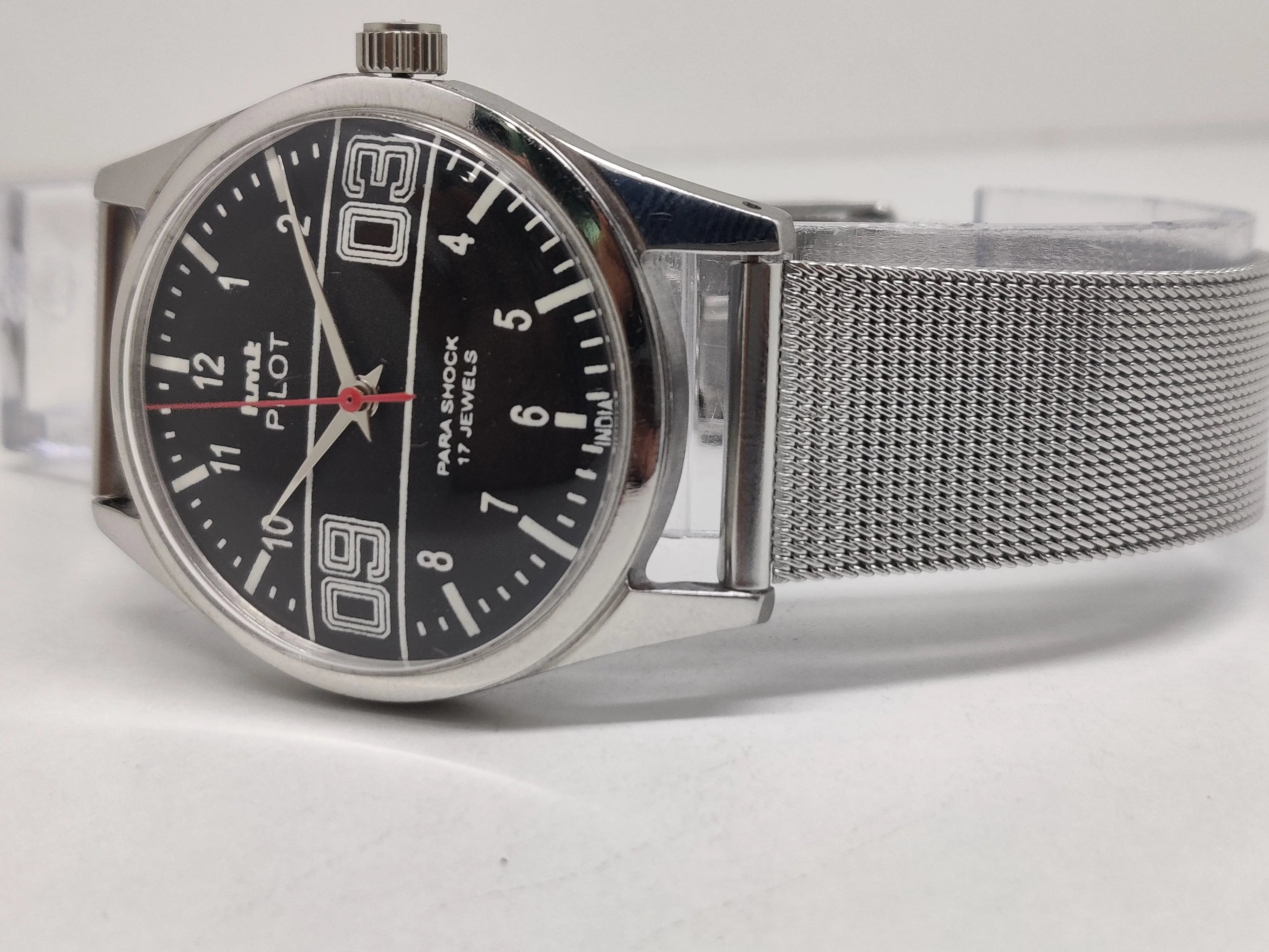 Hmt Pilot Mechanical Handwinding Movement stainless Steel Para Shock 17 Jewels Analog Dial Wrist Watch For Men National Watches