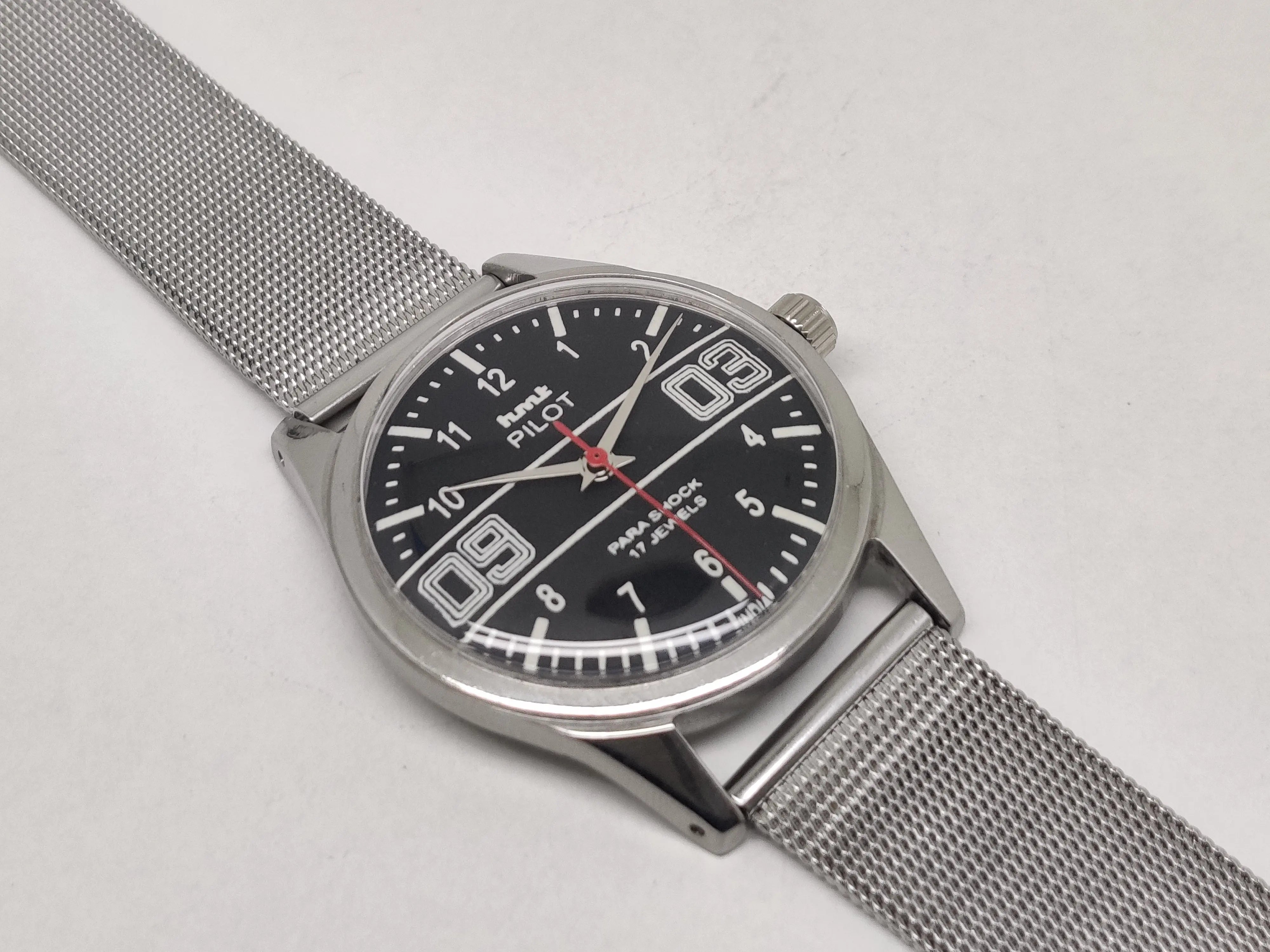 Hmt Pilot Mechanical Handwinding Movement stainless Steel Para Shock 17 Jewels Analog Dial Wrist Watch For Men National Watches