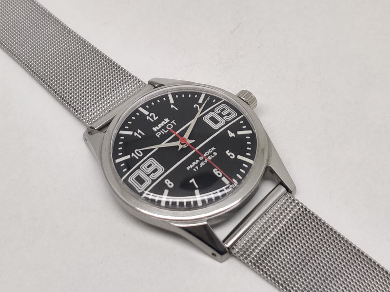 Hmt Pilot Mechanical Handwinding Movement stainless Steel Para Shock 17 Jewels Analog Dial Wrist Watch For Men