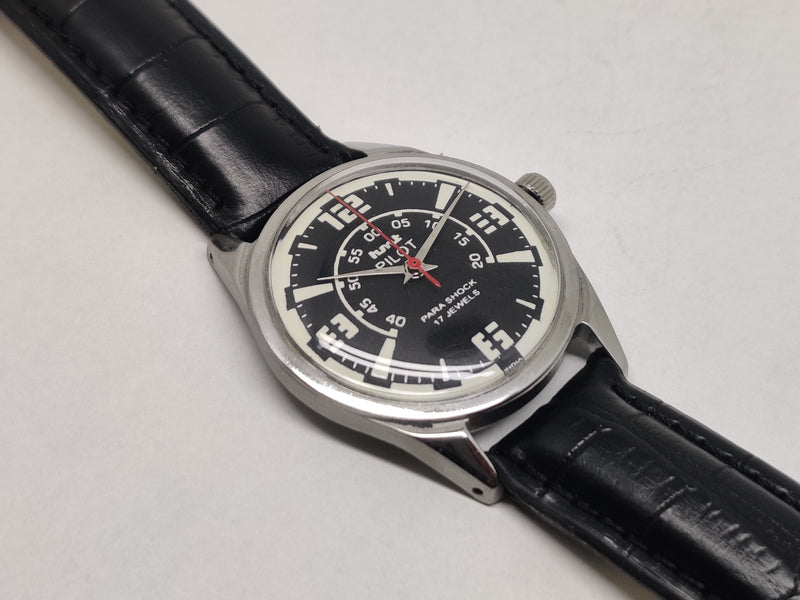 Hmt Pilot Mechanical Handwinding Movement stainless Steel Para Shock 17 Jewels Analog Dial Wrist Watch For Men