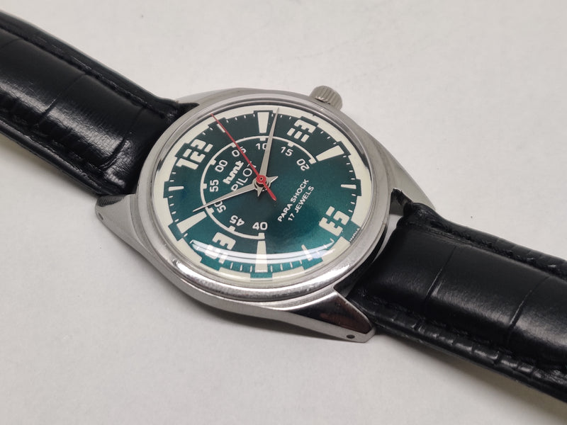 Hmt Pilot Mechanical Handwinding Movement stainless Steel Para Shock 17 Jewels Analog Dial Wrist Watch For Men