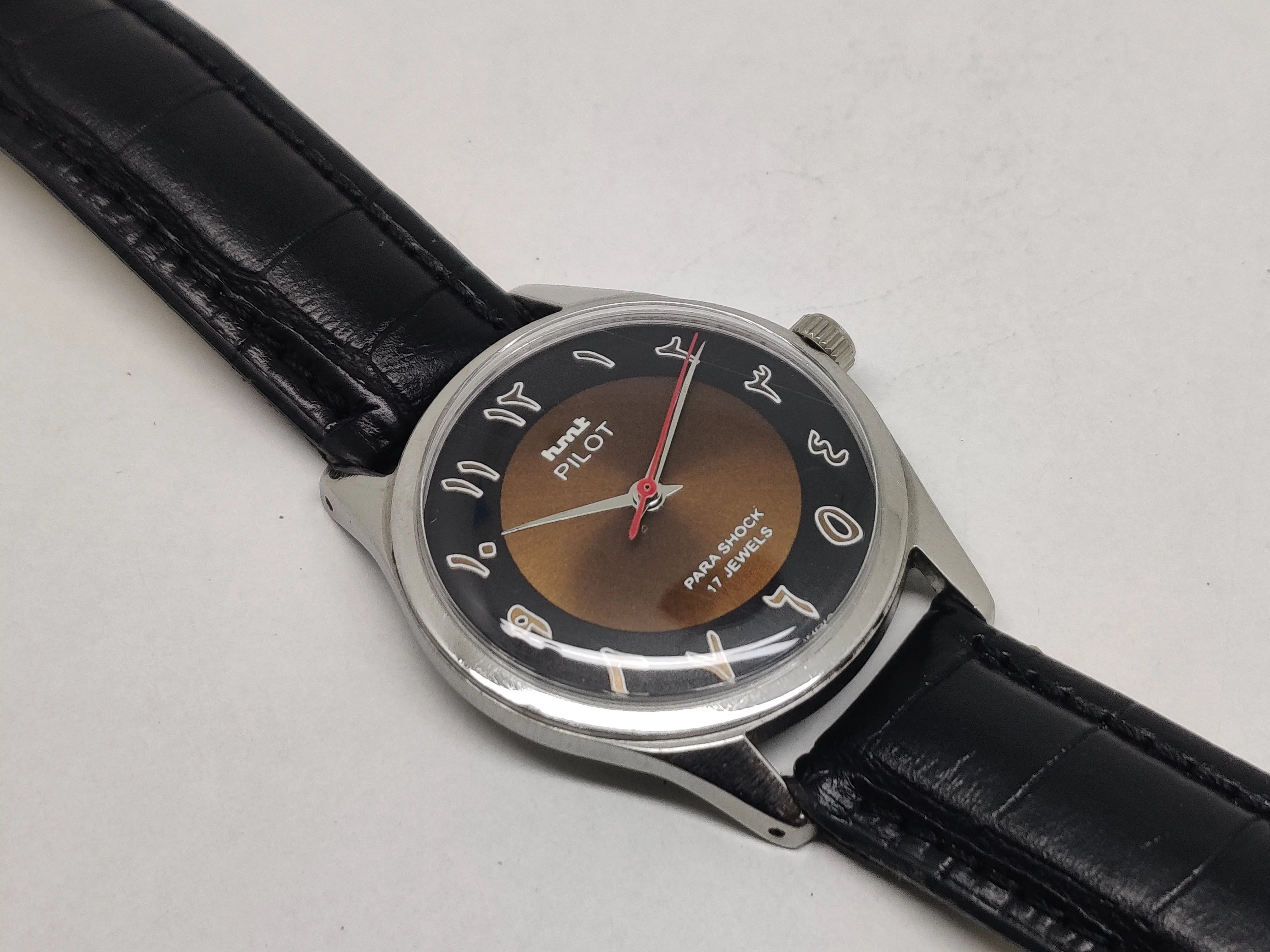 Hmt Pilot Mechanical Handwinding Movement stainless Steel Para Shock 17 Jewels Analog Dial Wrist Watch For Men National Watches