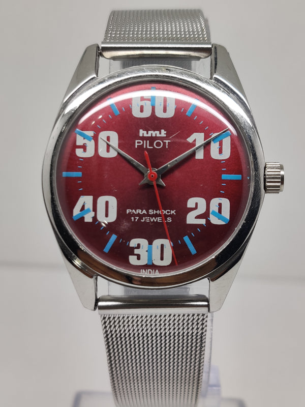 Hmt Pilot Mechanical Handwinding Movement stainless Steel Para Shock 17 Jewels Analog Dial Wrist Watch For Men