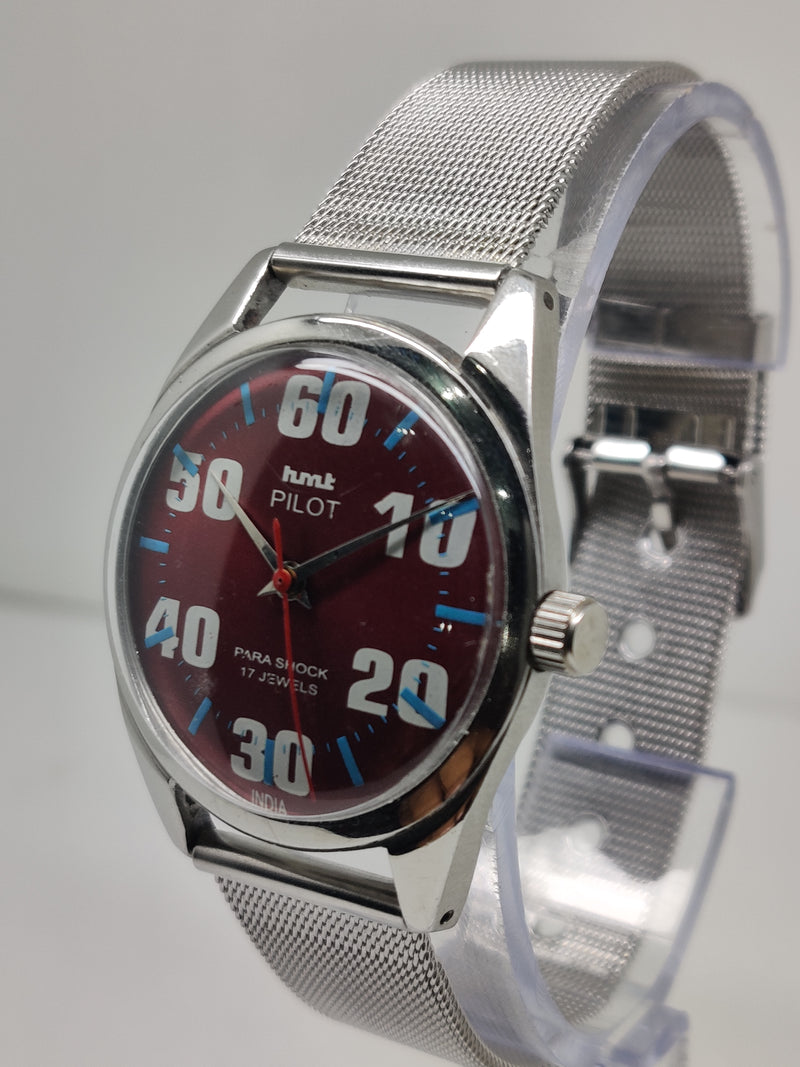 Hmt Pilot Mechanical Handwinding Movement stainless Steel Para Shock 17 Jewels Analog Dial Wrist Watch For Men