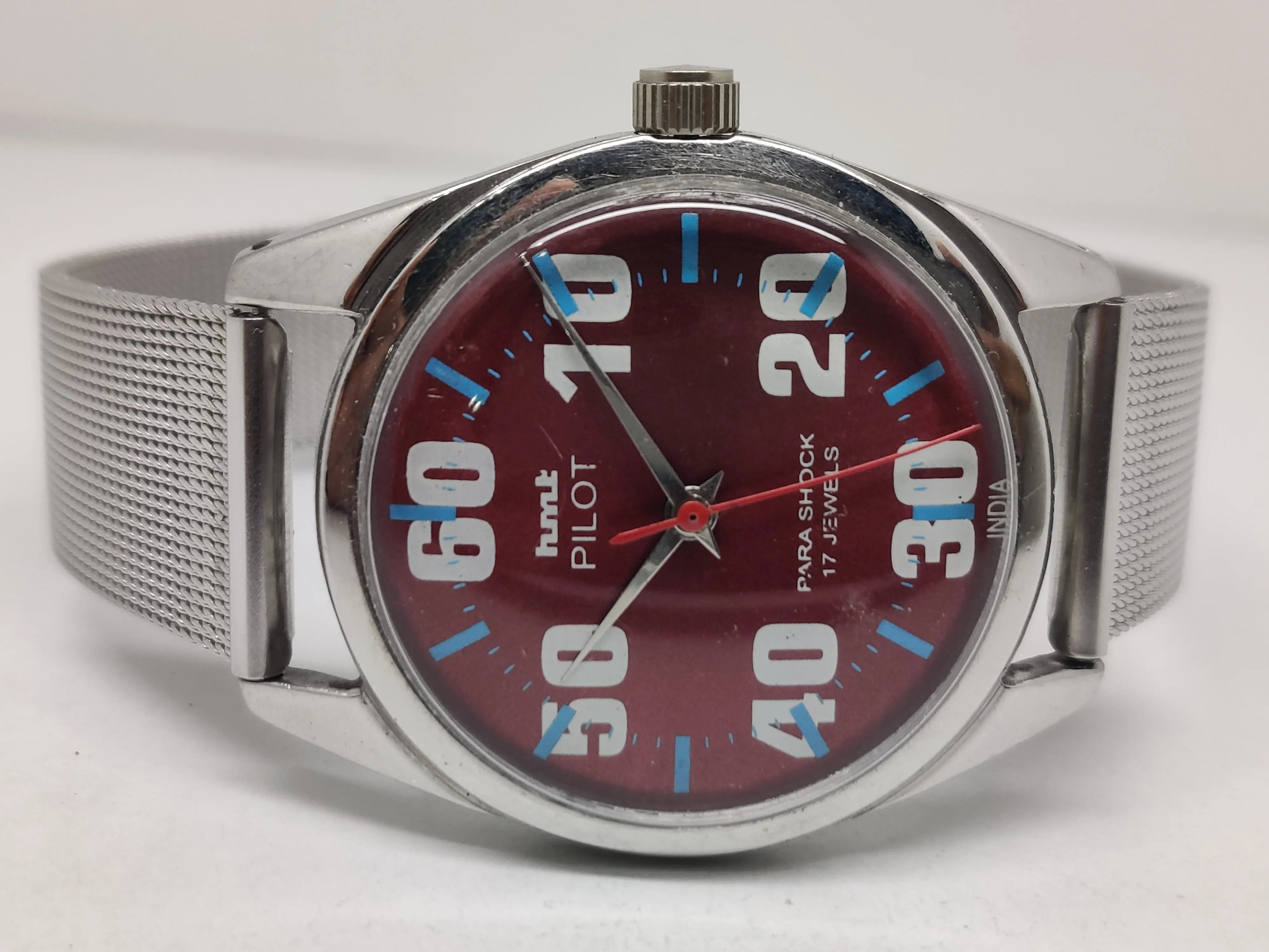 Hmt Pilot Mechanical Handwinding Movement stainless Steel Para Shock 17 Jewels Analog Dial Wrist Watch For Men National Watches