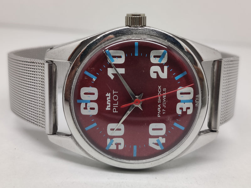 Hmt Pilot Mechanical Handwinding Movement stainless Steel Para Shock 17 Jewels Analog Dial Wrist Watch For Men