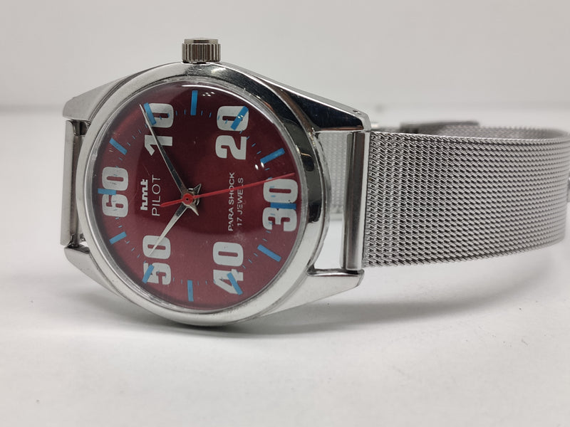Hmt Pilot Mechanical Handwinding Movement stainless Steel Para Shock 17 Jewels Analog Dial Wrist Watch For Men