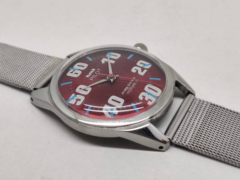 Hmt Pilot Mechanical Handwinding Movement stainless Steel Para Shock 17 Jewels Analog Dial Wrist Watch For Men