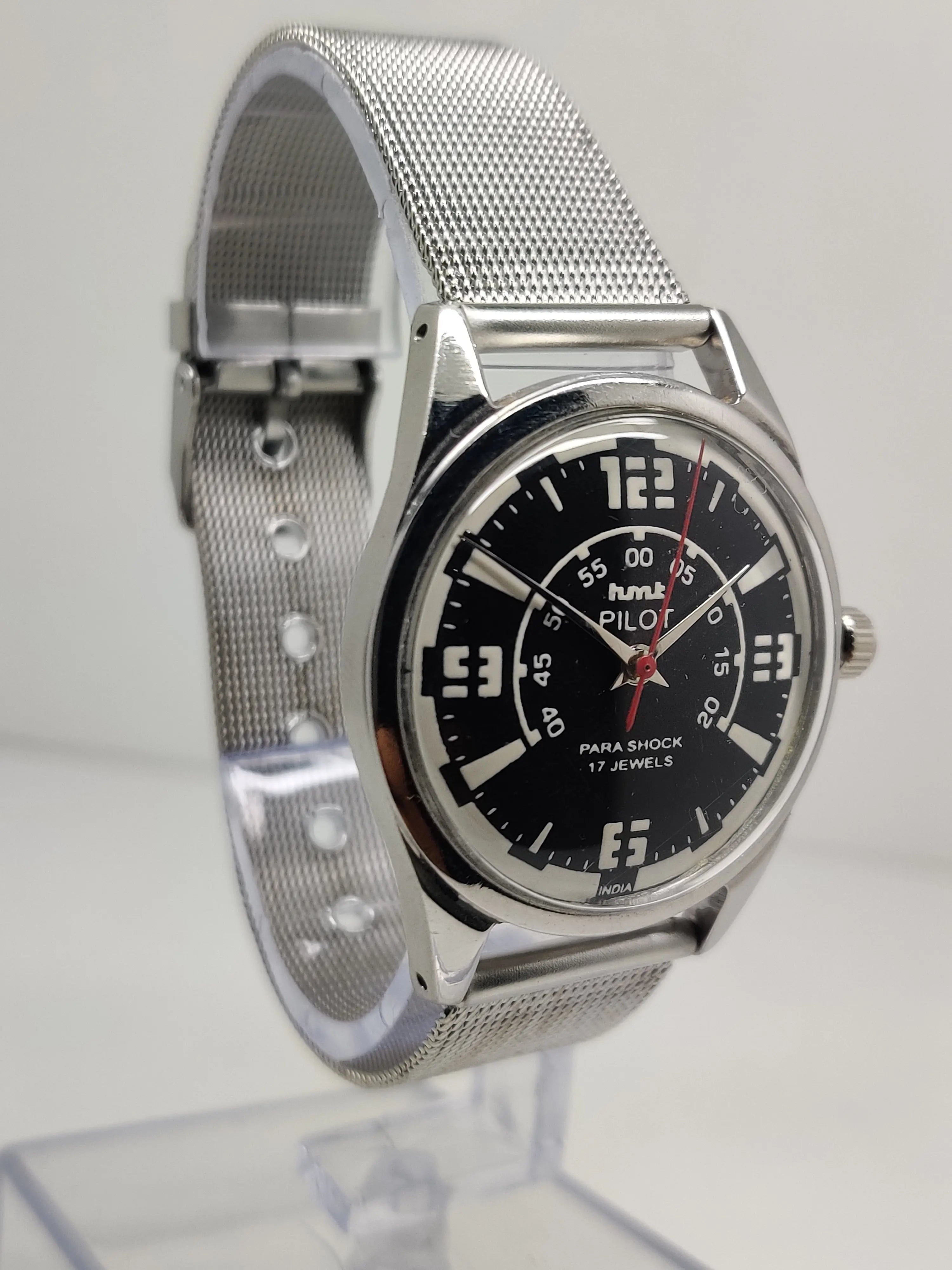 Hmt Pilot Mechanical Handwinding Movement stainless Steel Para Shock 17 Jewels Analog Dial Wrist Watch For Men National Watches