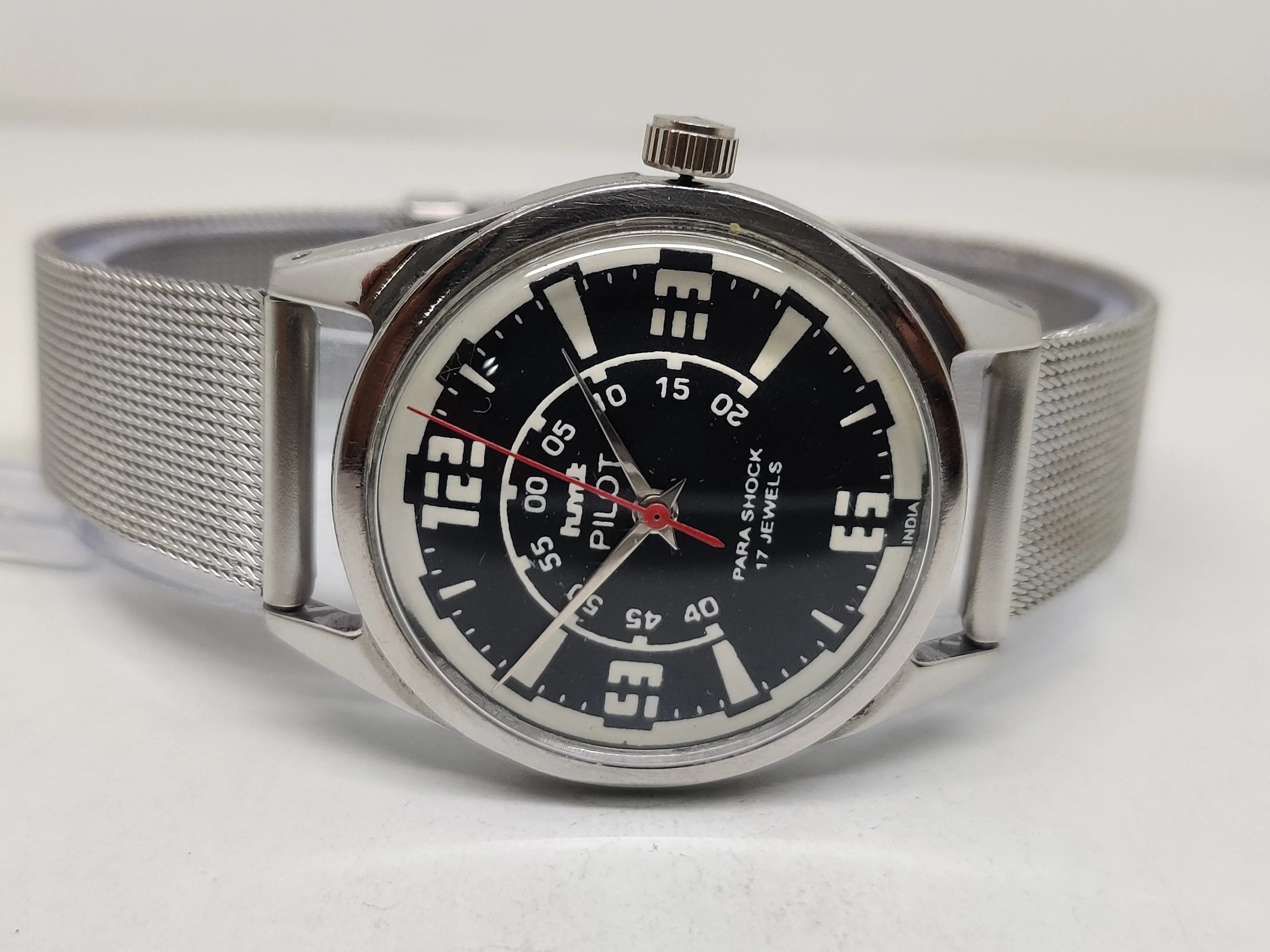 Hmt Pilot Mechanical Handwinding Movement stainless Steel Para Shock 17 Jewels Analog Dial Wrist Watch For Men National Watches