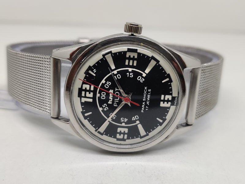 Hmt Pilot Mechanical Handwinding Movement stainless Steel Para Shock 17 Jewels Analog Dial Wrist Watch For Men