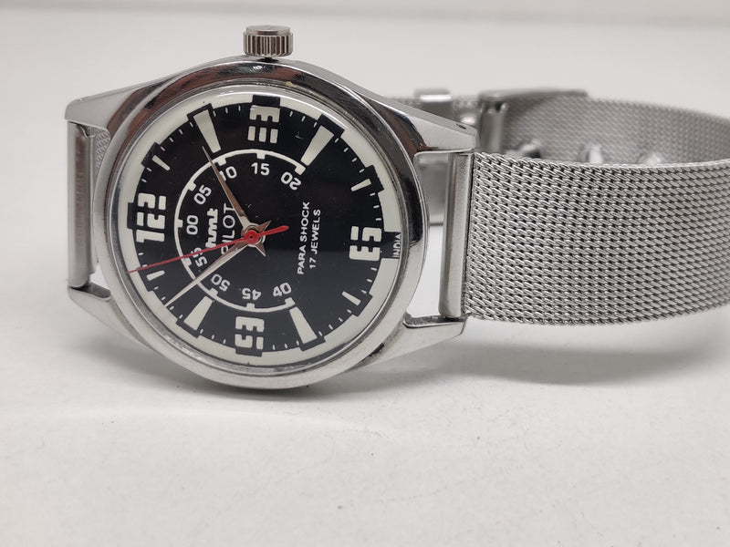 Hmt Pilot Mechanical Handwinding Movement stainless Steel Para Shock 17 Jewels Analog Dial Wrist Watch For Men