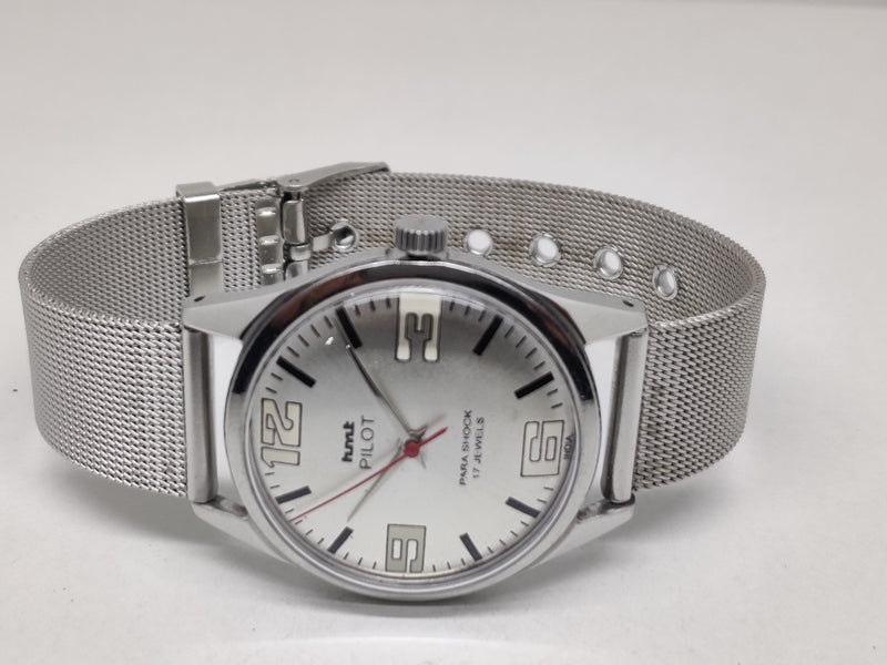 Hmt Pilot Mechanical Handwinding Movement stainless Steel Para Shock 17 Jewels Analog Dial Wrist Watch For Men