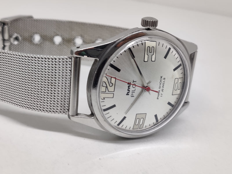 Hmt Pilot Mechanical Handwinding Movement stainless Steel Para Shock 17 Jewels Analog Dial Wrist Watch For Men