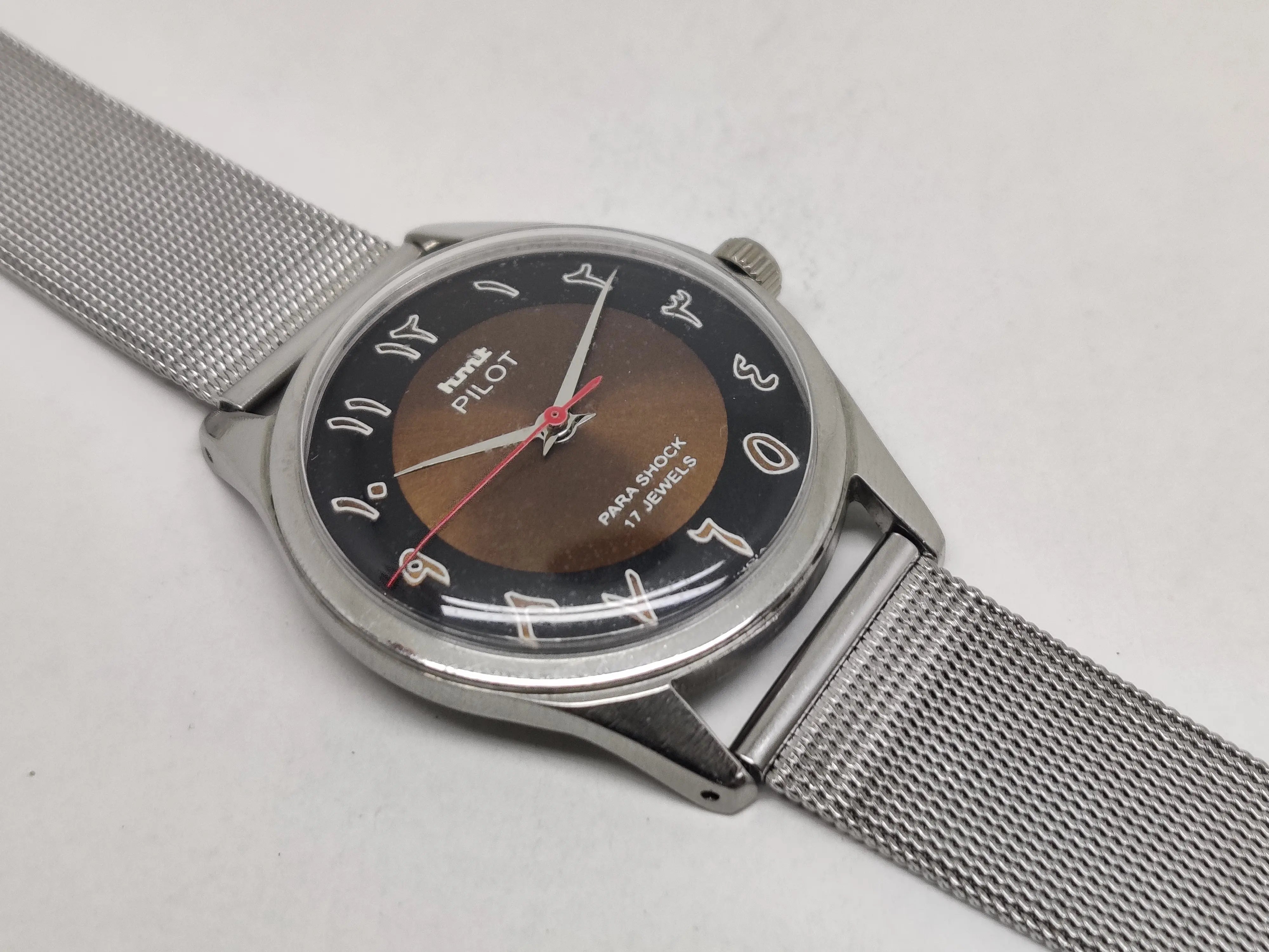 Hmt Pilot Mechanical Handwinding Movement stainless Steel Para Shock 17 Jewels Analog Dial Wrist Watch For Men National Watches
