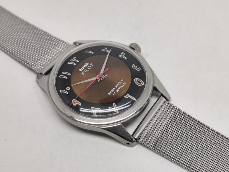 Hmt Pilot Mechanical Handwinding Movement stainless Steel Para Shock 17 Jewels Analog Dial Wrist Watch For Men