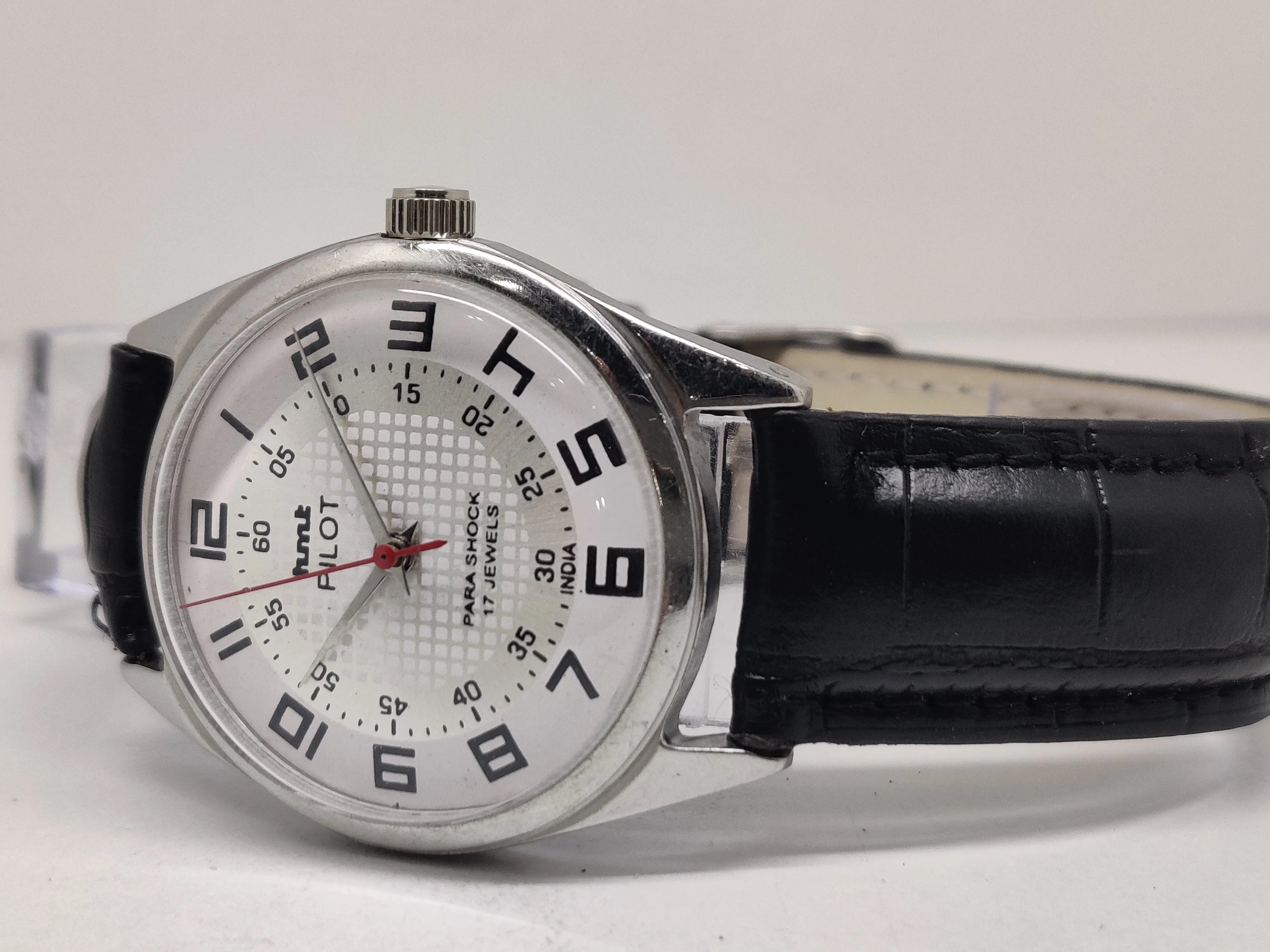 Hmt Pilot Mechanical Handwinding Movement stainless Steel Para Shock 17 Jewels Analog Dial Wrist Watch For Men National Watches