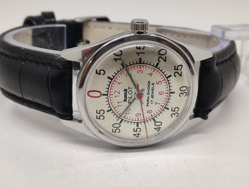 Hmt Pilot Mechanical Handwinding Movement stainless Steel Para Shock 17 Jewels Analog Dial Wrist Watch For Men