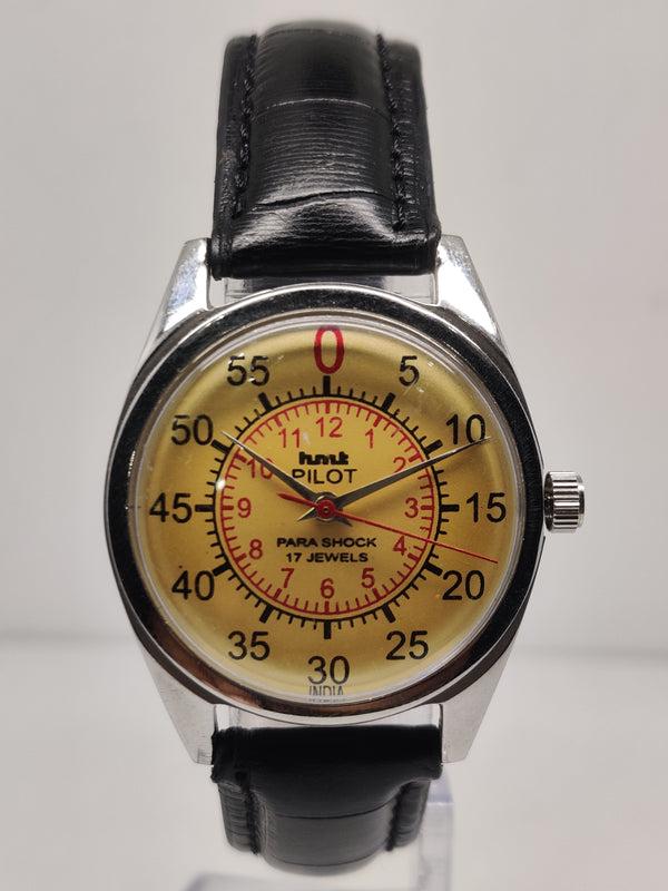 Hmt Pilot Mechanical Handwinding Movement stainless Steel Para Shock 17 Jewels Analog Dial Wrist Watch For Men