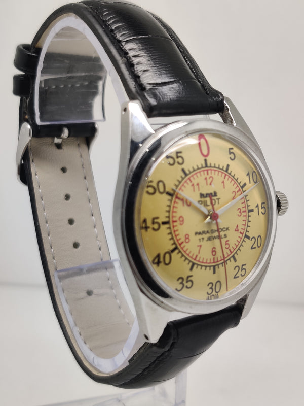 Hmt Pilot Mechanical Handwinding Movement stainless Steel Para Shock 17 Jewels Analog Dial Wrist Watch For Men