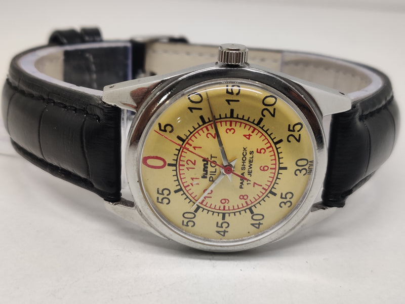 Hmt Pilot Mechanical Handwinding Movement stainless Steel Para Shock 17 Jewels Analog Dial Wrist Watch For Men