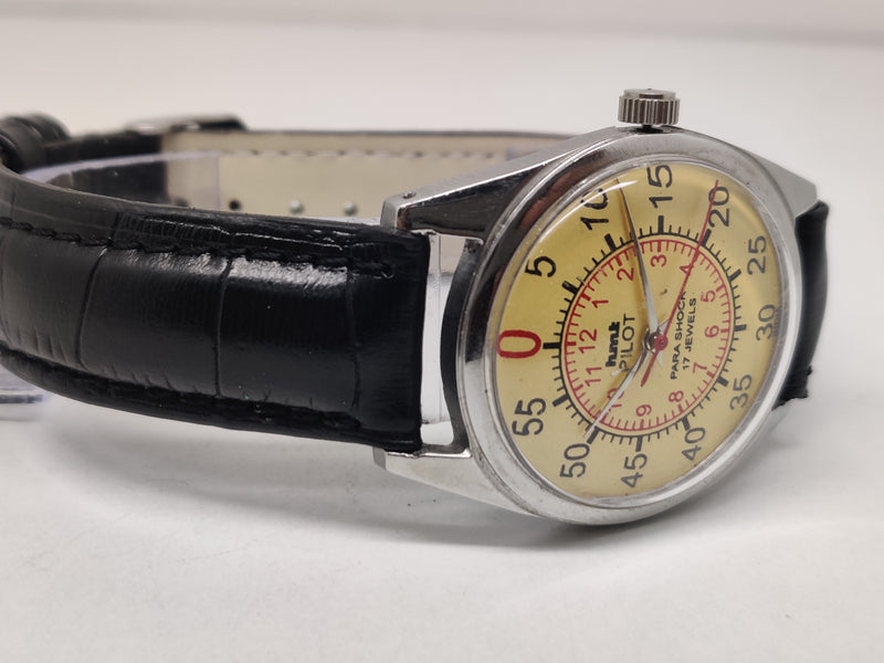 Hmt Pilot Mechanical Handwinding Movement stainless Steel Para Shock 17 Jewels Analog Dial Wrist Watch For Men