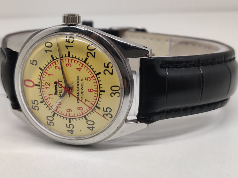 Hmt Pilot Mechanical Handwinding Movement stainless Steel Para Shock 17 Jewels Analog Dial Wrist Watch For Men
