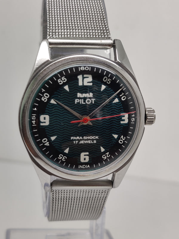 Hmt Pilot Mechanical Handwinding Movement stainless Steel Para Shock 17 Jewels Analog Dial Wrist Watch For Men
