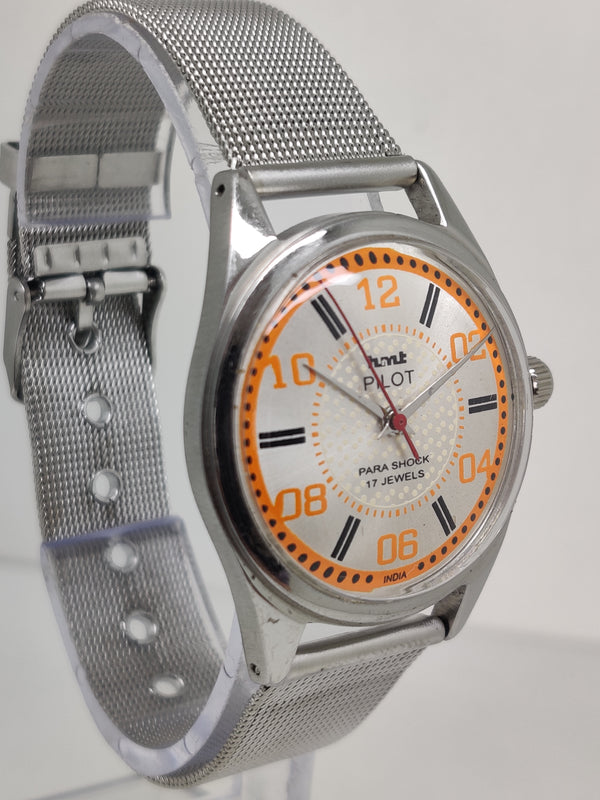 Hmt Pilot Mechanical Handwinding Movement stainless Steel Para Shock 17 Jewels Analog Dial Wrist Watch For Men