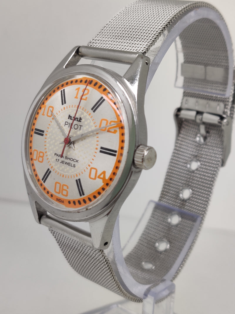Hmt Pilot Mechanical Handwinding Movement stainless Steel Para Shock 17 Jewels Analog Dial Wrist Watch For Men