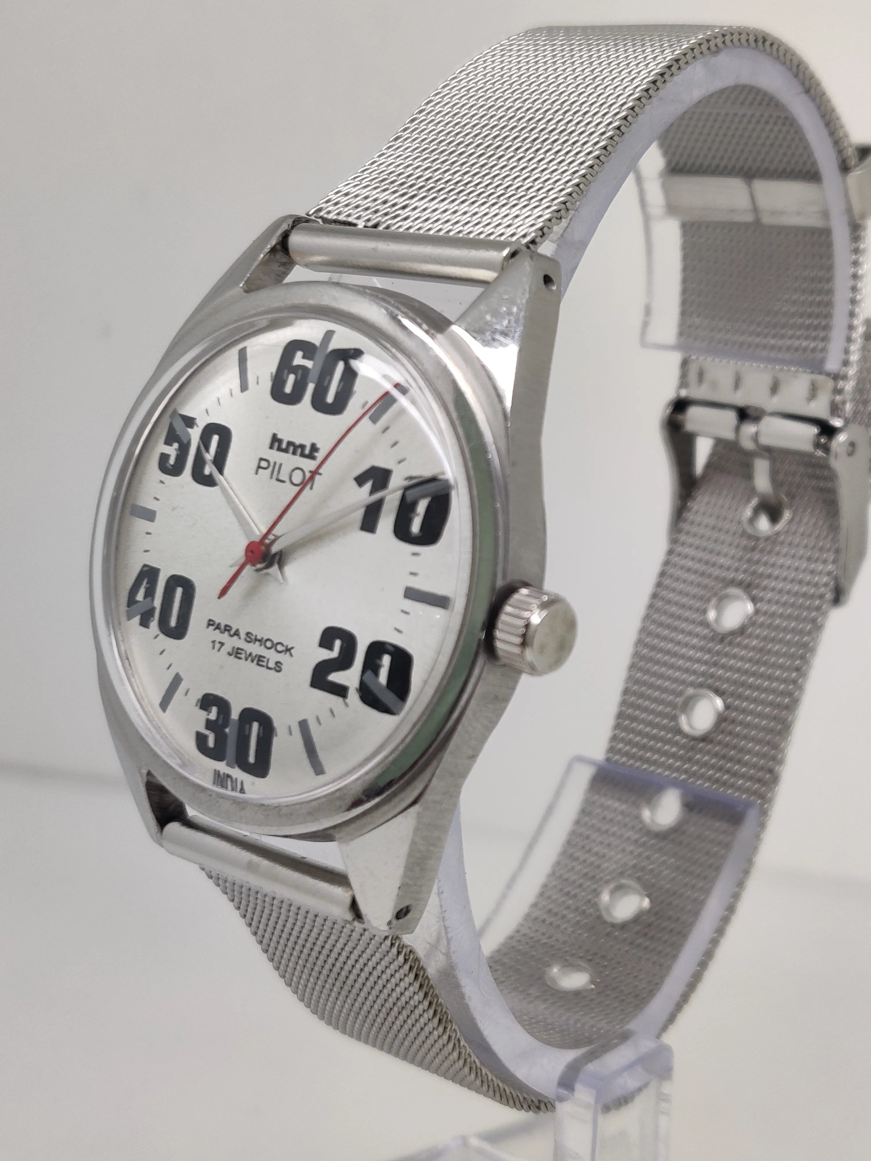 Hmt Pilot Mechanical Handwinding Movement stainless Steel Para Shock 17 Jewels Analog Dial Wrist Watch For Men National Watches