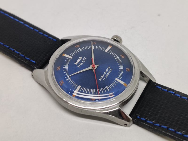 Hmt Pilot Mechanical Handwinding Movement stainless Steel Para Shock 17 Jewels Analog Dial Wrist Watch For Men