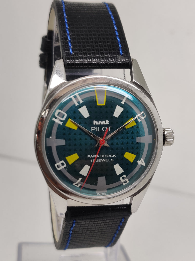 Hmt Pilot Mechanical Handwinding Movement stainless Steel Para Shock 17 Jewels Analog Dial Wrist Watch For Men