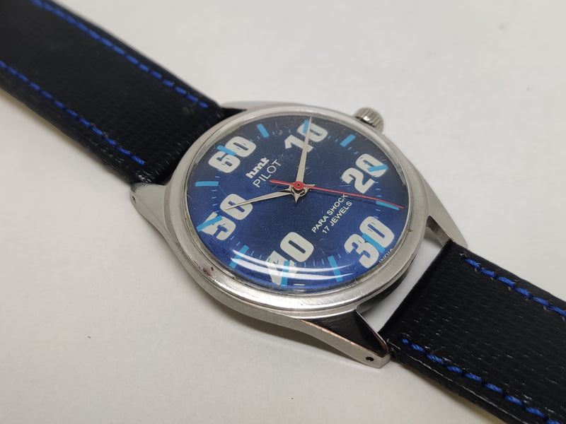 Hmt Pilot Mechanical Handwinding Movement stainless Steel Para Shock 17 Jewels Analog Dial Wrist Watch For Men