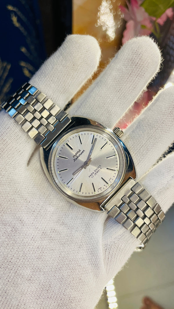 HMT Kohinoor Para Shock 17 Jewels Silver Dial Mechanical Hand winding Men's Wrist Watch