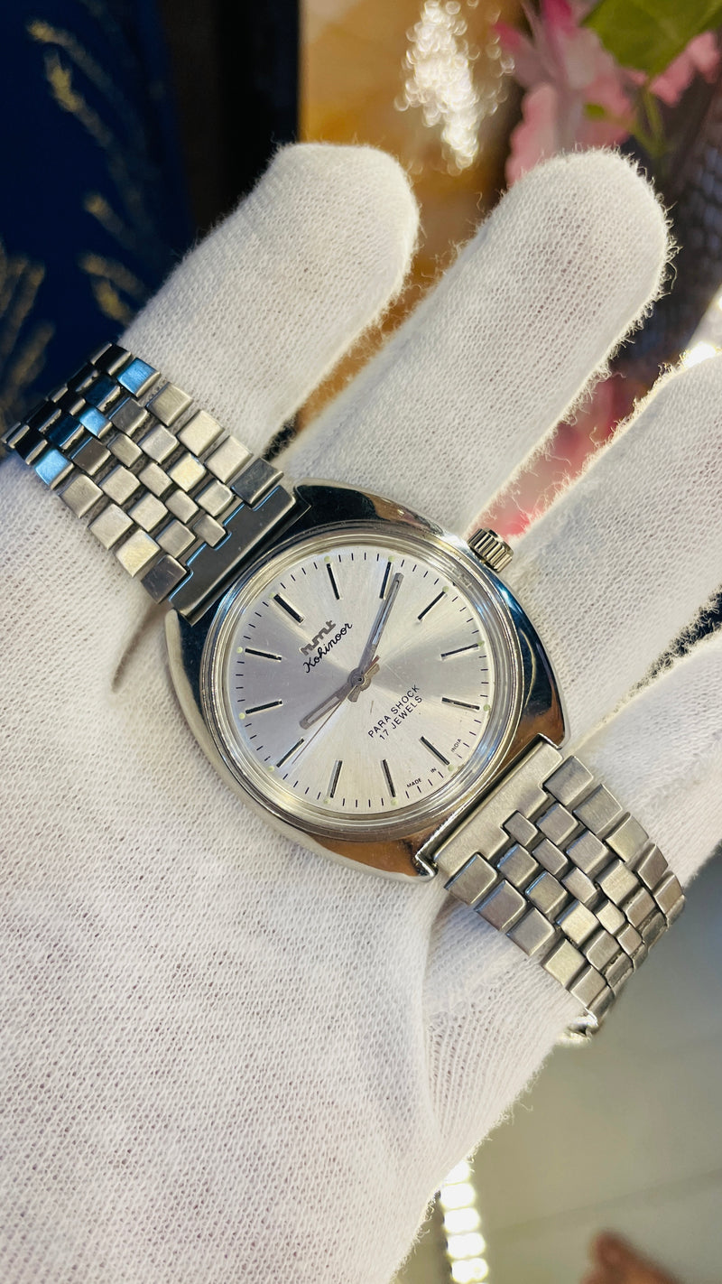 HMT Kohinoor Para Shock 17 Jewels Silver Dial Mechanical Hand winding Men's Wrist Watch