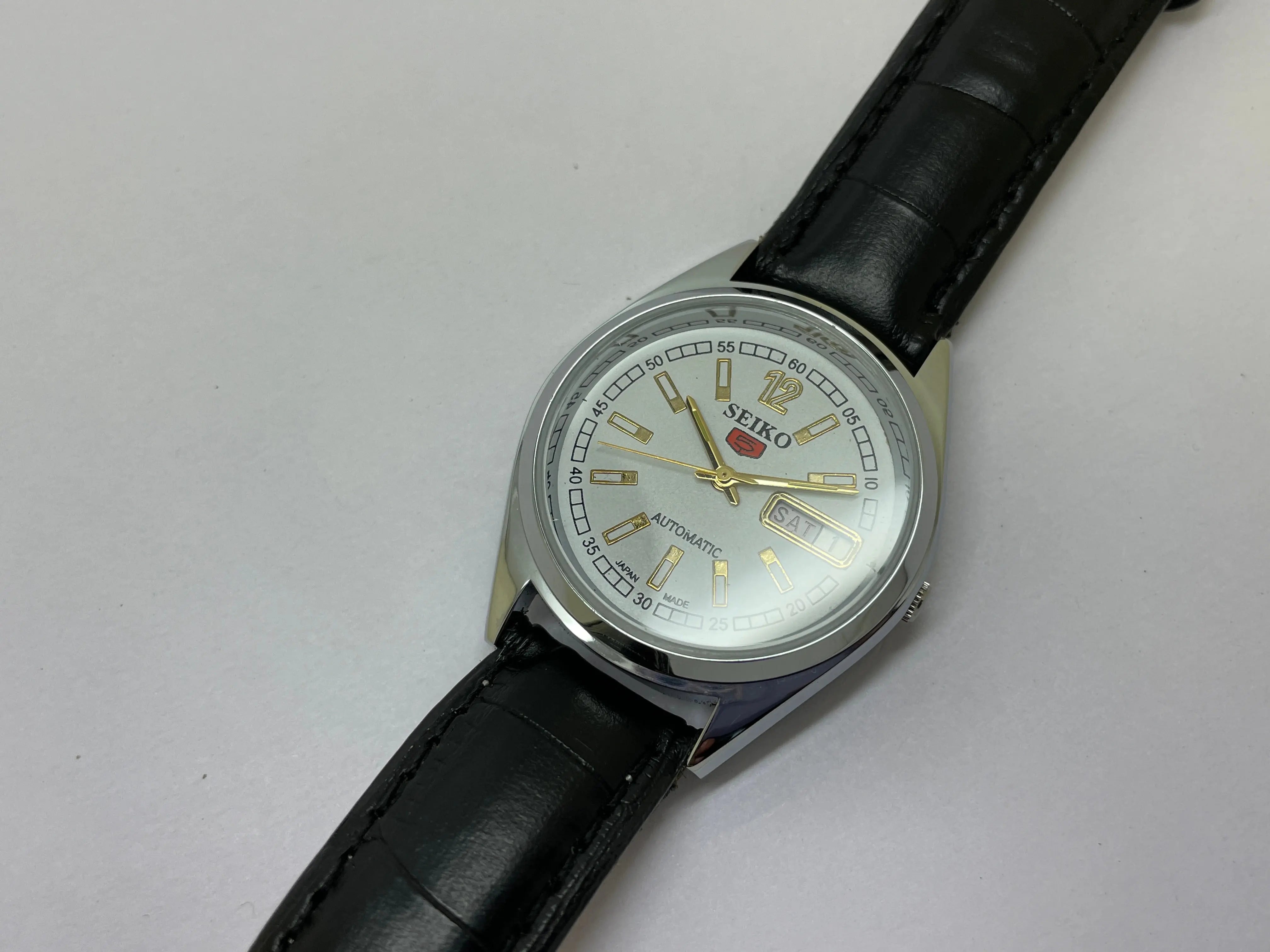 Seiko 5 Black Dial Automatic Vintage Watch National Watches