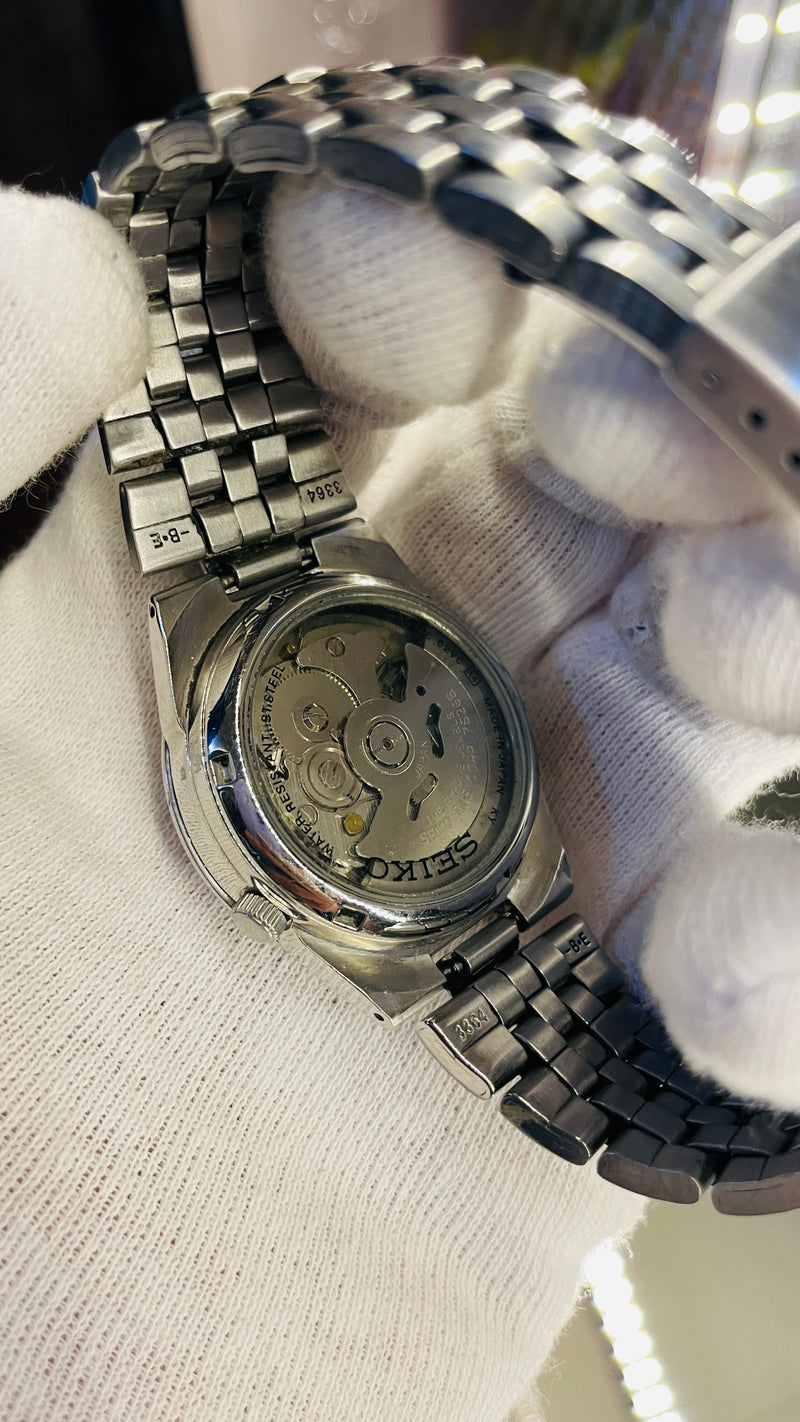 Seiko 5 Automatic White Dial Transparent Back – Refurbished Japan Original