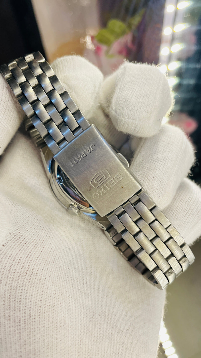 Seiko 5 Automatic White Dial Transparent Back – Refurbished Japan Original