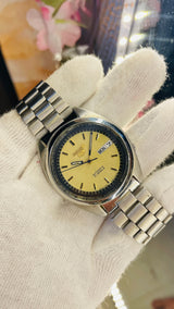 Seiko 5 Automatic Yellow Dial Transparent Caseback – Japan Made Original