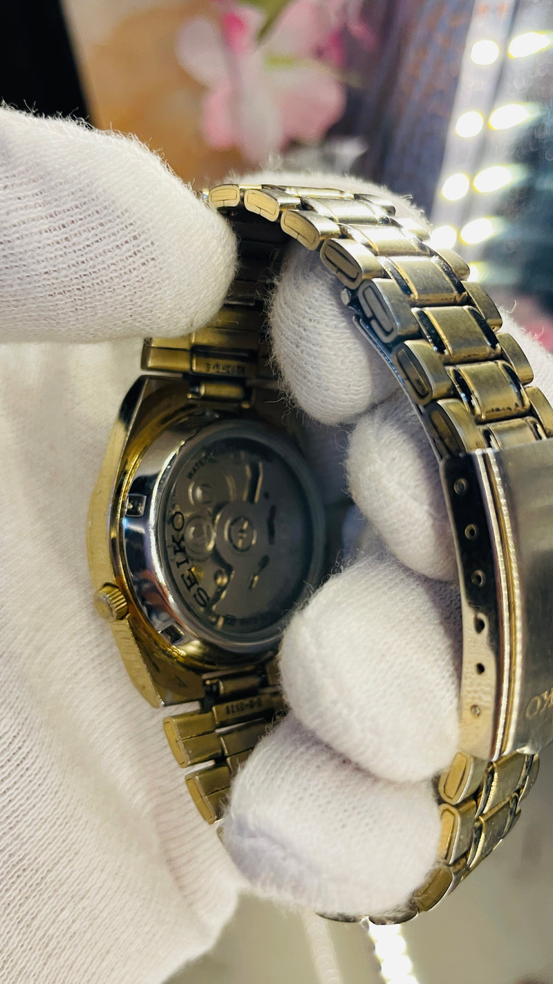 Rare Seiko 5 Automatic Golden Dial Transparent Back – Refurbished Japan Model