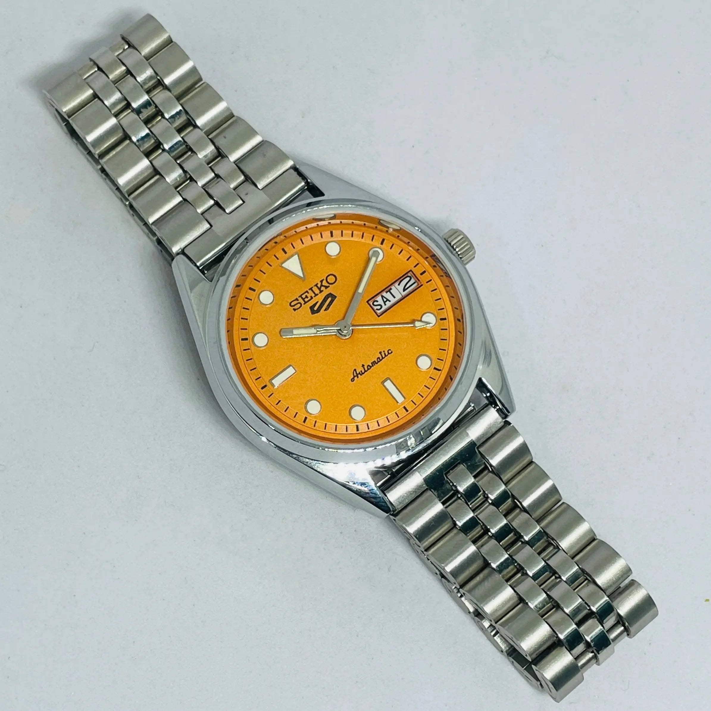 Vintage Seiko 5 Automatic Orange Dial | 17 Jewels Japan | Rare Seiko 5 Mod with original Movement | Serviced Automatic Watch | National Watches Hub National Watches