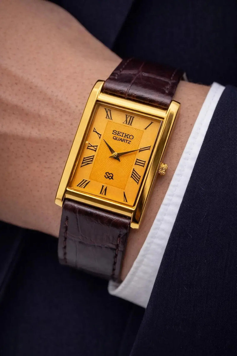 Seiko S23  Elegant Rectangular Dress Watch for Men  National Watches