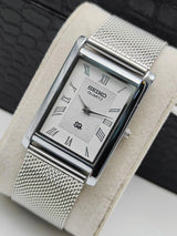 Seiko Slim Classic Wrist Watch – Roman Dial Rectangular Quartz Men National Watches