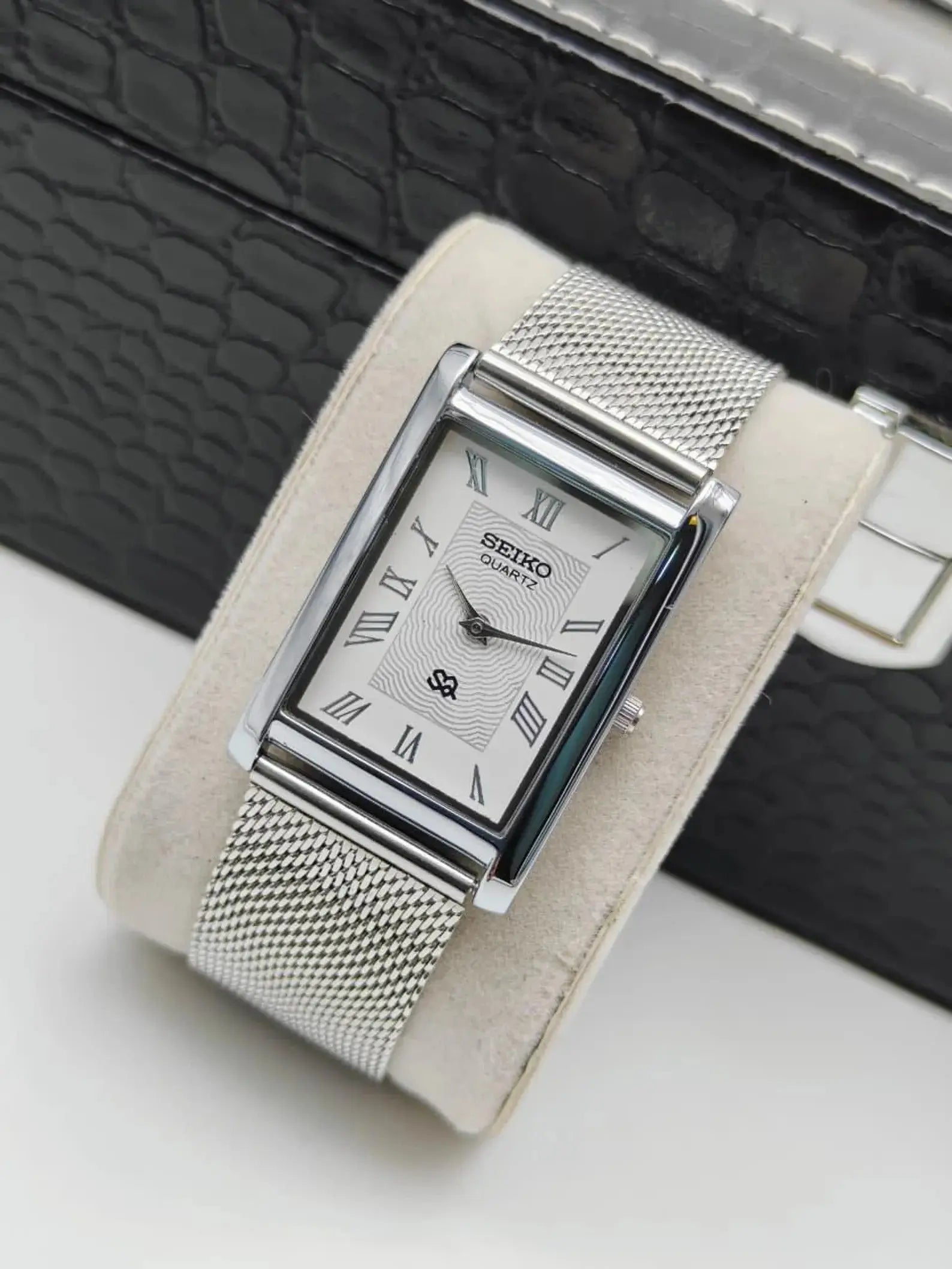 Seiko Slim Classic Wrist Watch – Roman Dial Rectangular Quartz Men National Watches