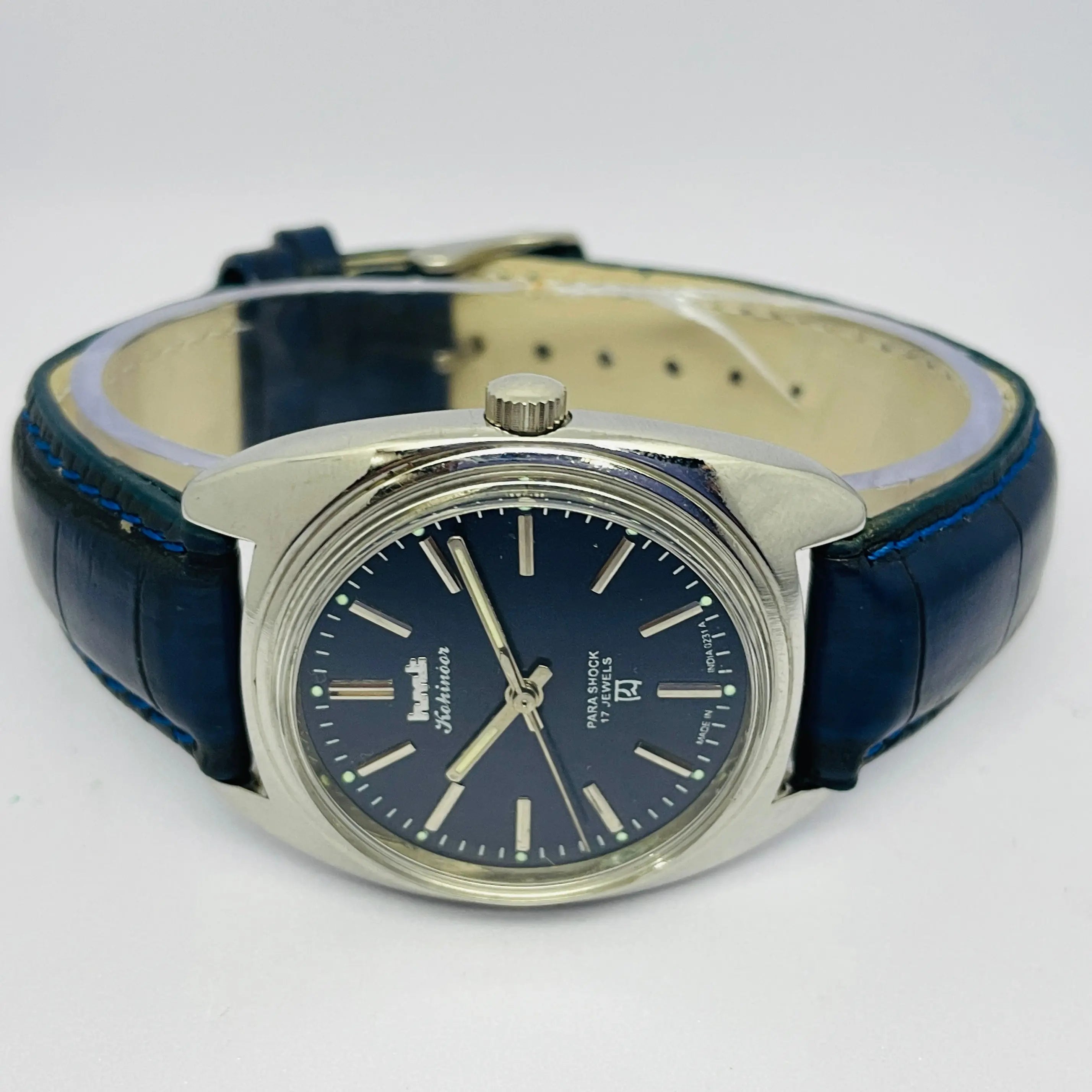 HMT Kohinoor 17 Jewels Mechanical – Blue Dial with Leather Strap National Watches