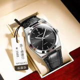 Poedagar Swiss Brand New Ultra-thin Men's Watch Waterproof Luminous Quartz Watch Men’s Classic Silver Stainless Steel Day-Date Quartz Dress Watch National Watches