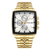 DEDIMA Swiss Brand New Chronograph Men's Square Watch With Three Eyes Six Hands Stainless Steel Band Sports Quartz Butterfly Double Buckle Hot Sale National Watches