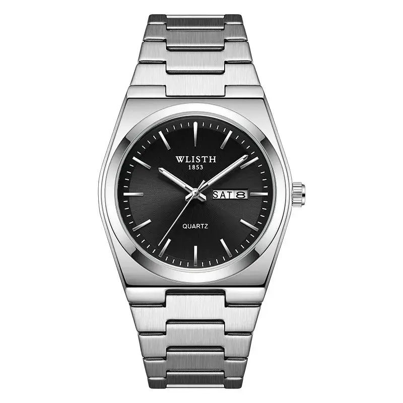 WLISTH Swiss Brand New Ultra-thin Men's Watch Waterproof Luminous Quartz Watch Men’s Classic Silver Stainless Steel Day-Date Quartz Dress Watch National Watches