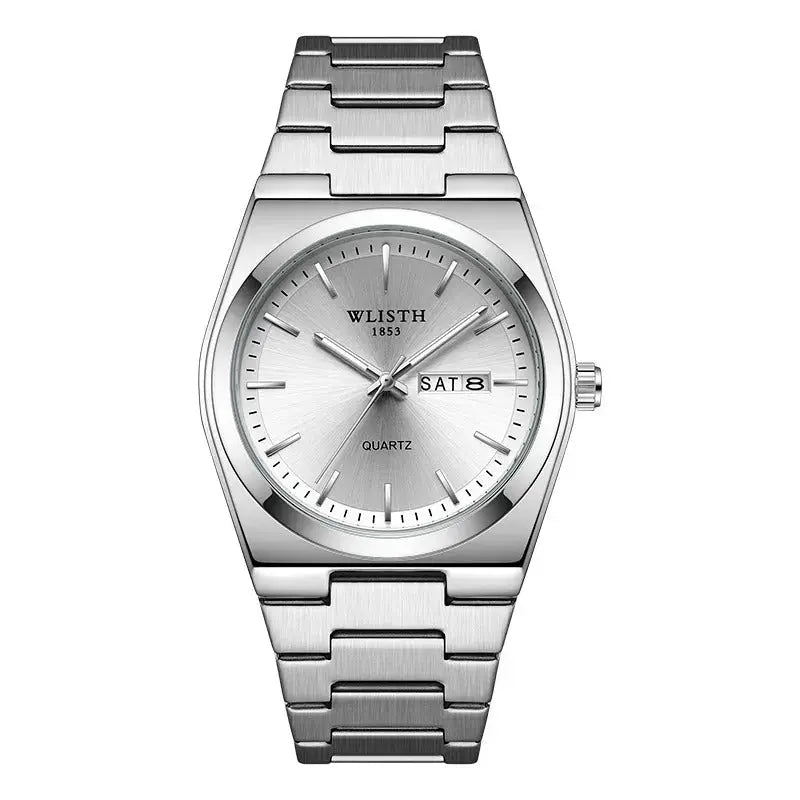 WLISTH Swiss Brand New Ultra-thin Men's Watch Waterproof Luminous Quartz Watch Men’s Classic Silver Stainless Steel Day-Date Quartz Dress Watch National Watches